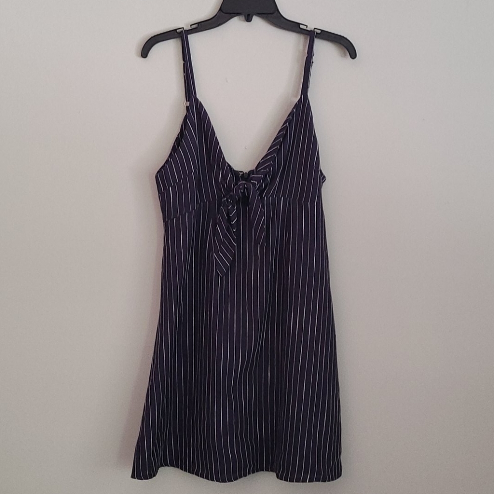 By Together Navy Striped Dress 100 percent linen